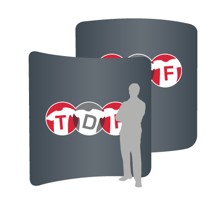 Textilwand ALU | 240er gebogen | beidseitig bedruckt