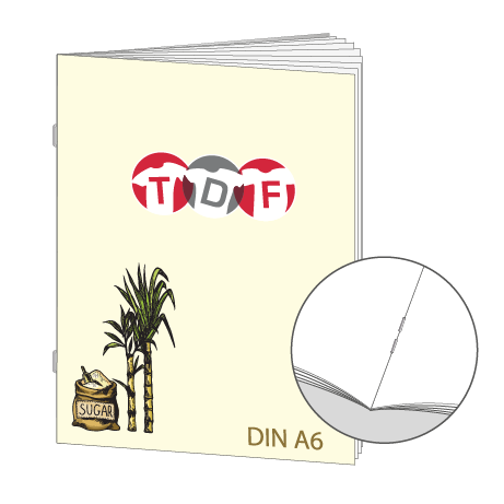 Broschüre aus Zuckerrohrpapier | DIN A6 8-Seiter | bedruckt