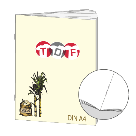 Broschüre aus Zuckerrohrpapier | DIN A4 8-Seiter | bedruckt